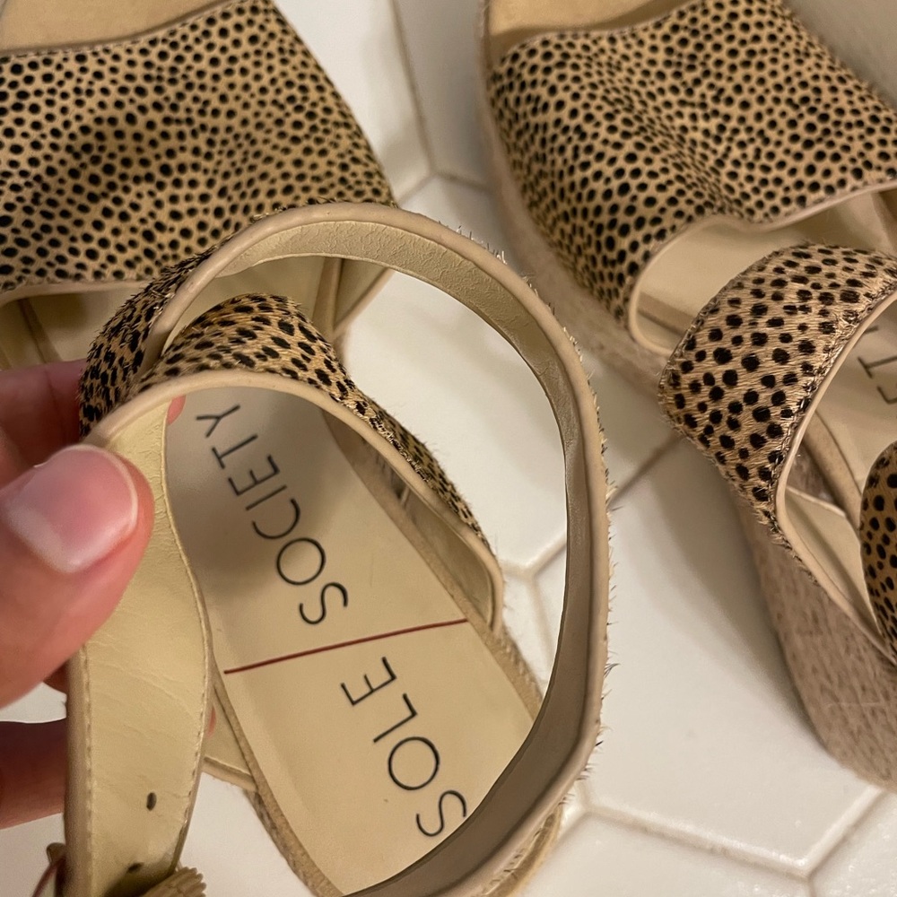 Sole Society Cheetah Print Platform Wedge Sandals - Picture 3 of 6